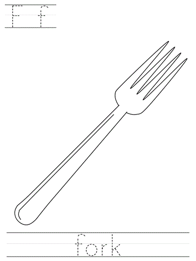 Learn to Print coloring page - Ff fork