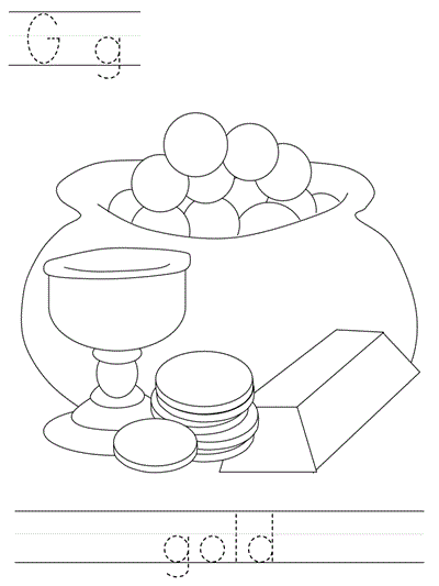 Learn to Print coloring page - Gg gold