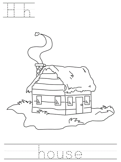 Learn to Print coloring page - Hh house