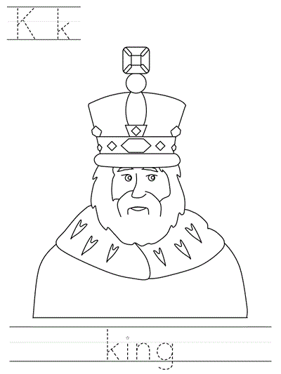 Learn to Print coloring page - Kk king