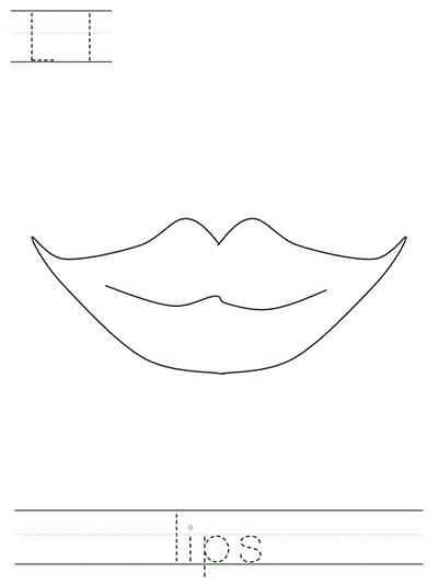 Learn to Print coloring page - Ll lips