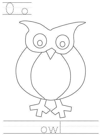 Learn to Print coloring page - Oo owl