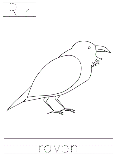 Learn to Print coloring page - Rr raven
