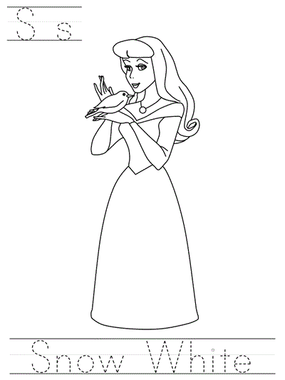 Learn to Print coloring page - Ss Snow White