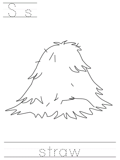 Learn to Print coloring page - Ss straw