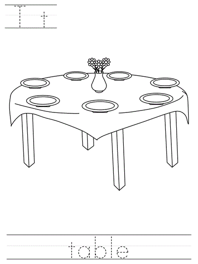 Learn to Print coloring page - Tt table