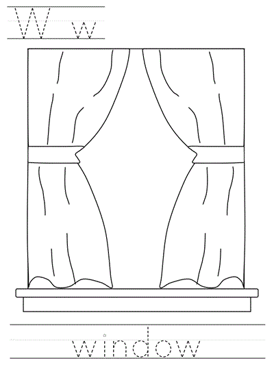 Learn to Print coloring page - Ww window