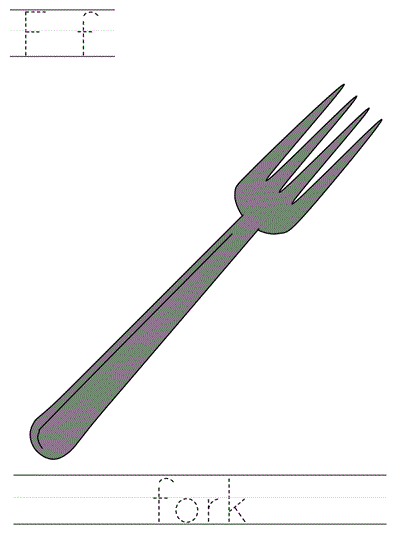 Learn to Print worksheet - Ff fork