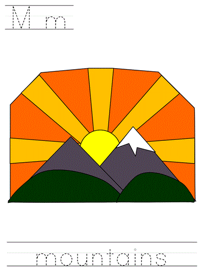 Learn to Print worksheet - Mm mountains