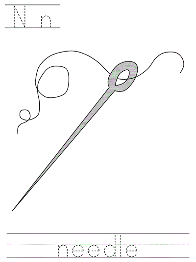 Learn to Print worksheet - Nn needle
