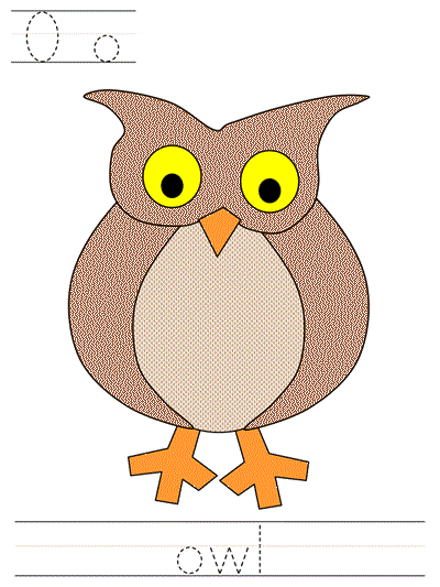 Learn to Print worksheet - Oo owl