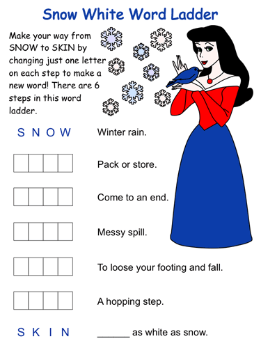 Snow White Word Ladder Puzzles