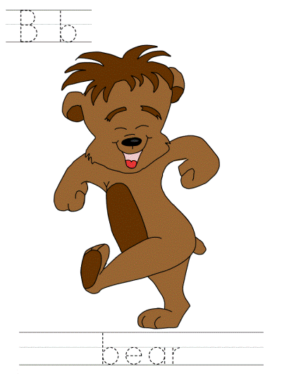 Bb bear alphabet tracer page