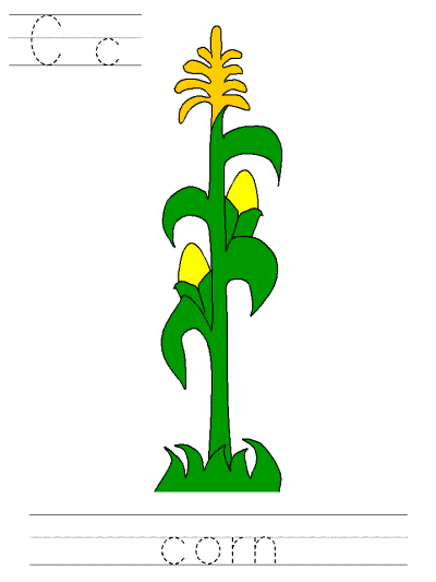 Cc corn alphabet tracer page