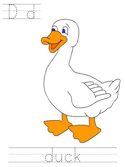 Dd duck alphabet tracer page
