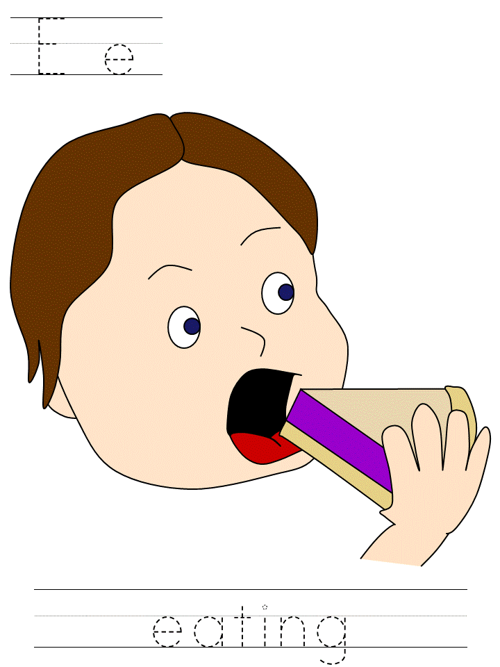 Ee eating alphabet tracer page