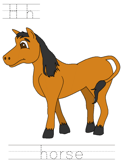 Hh horse alphabet tracer page