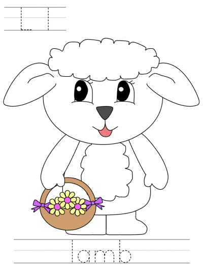 Ll lamb alphabet tracer pages