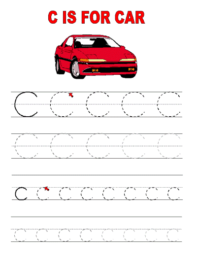letter c alphabet tracer pages