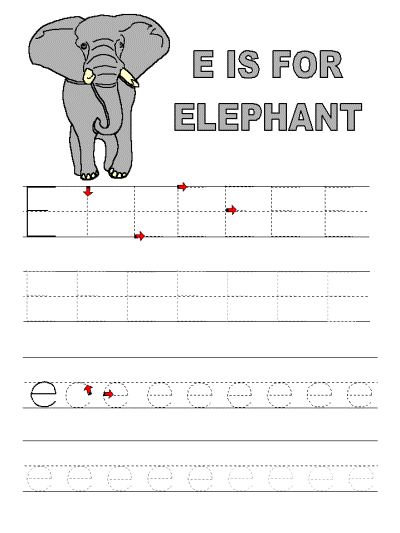 letter e alphabet tracer pages