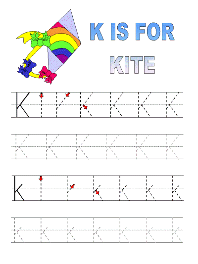 letter k alphabet tracer pages