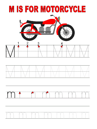 letter m alphabet tracer pages