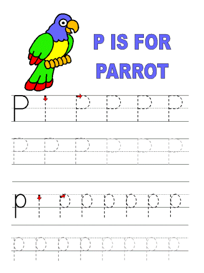 letter p alphabet tracer pages