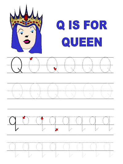 letter q alphabet tracer pages