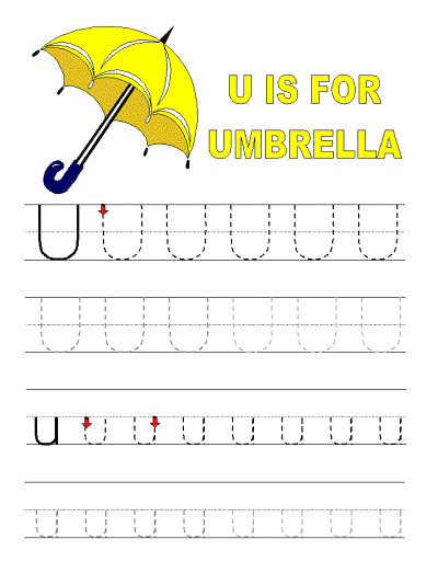 letter u alphabet tracer pages