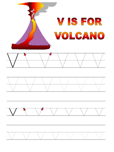 letter v alphabet tracer pages
