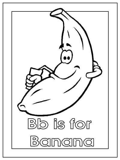 letter Bb is for Banana alphabet coloring page