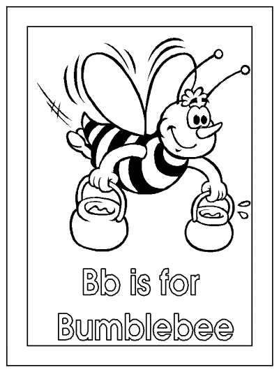 letter Bb is for Bumblebee alphabet coloring page