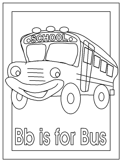 letter Bb is for Bus alphabet coloring pages