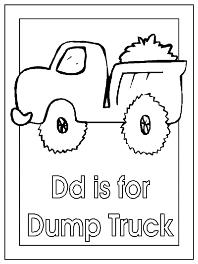 Dd is for Dump Truck alphabet coloring page