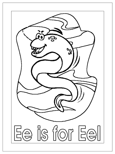 letter e is for eel alphabet coloring page