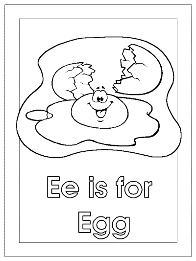 letter e is for egg alphabet coloring page
