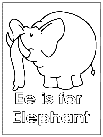 letter e is for elephant alphabet coloring page