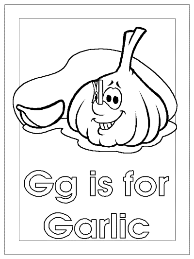 letter g is for garlic alphabet coloring page