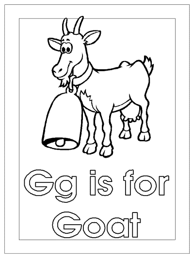 letter g is for goat alphabet coloring page