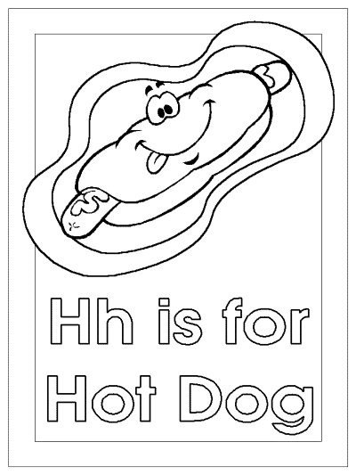 letter h is for hotdog alphabet coloring page