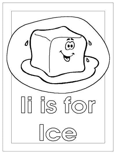 letter i is for ice alphabet coloring page