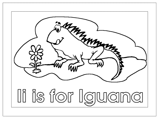 letter i is for iguana alphabet coloring page