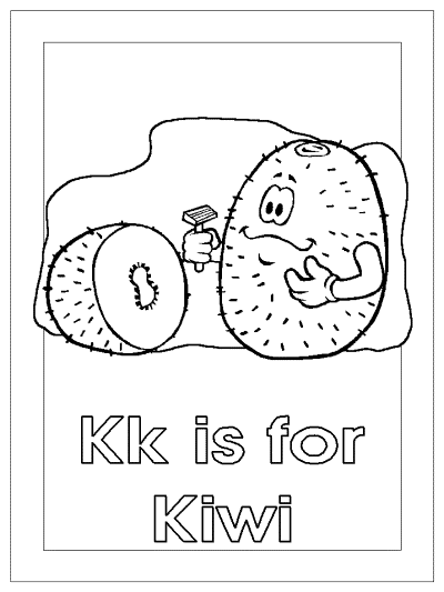 Kk is for kiwi alphabet coloring page