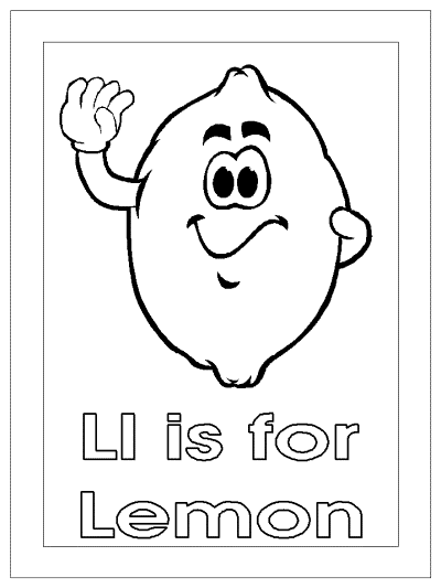 Ll is for lemon alphabet coloring page