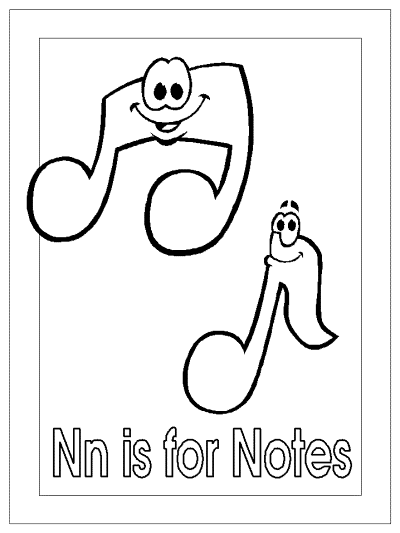 letter n is for notes alphabet coloring page