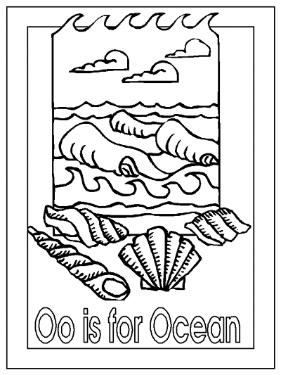letter o is for ocean alphabet coloring page