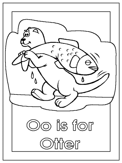 letter o is for otter alphabet coloring page