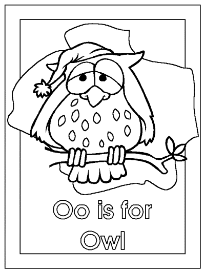 letter o is for owl alphabet coloring page