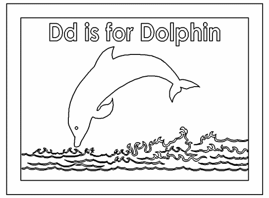 Dd is for Dolphin alphabet coloring page