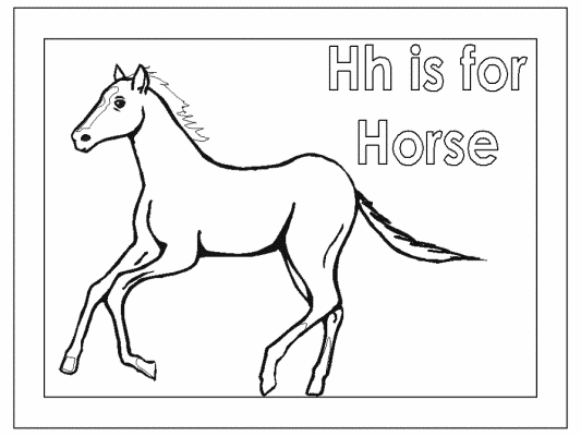 letter h is for horse coloring page